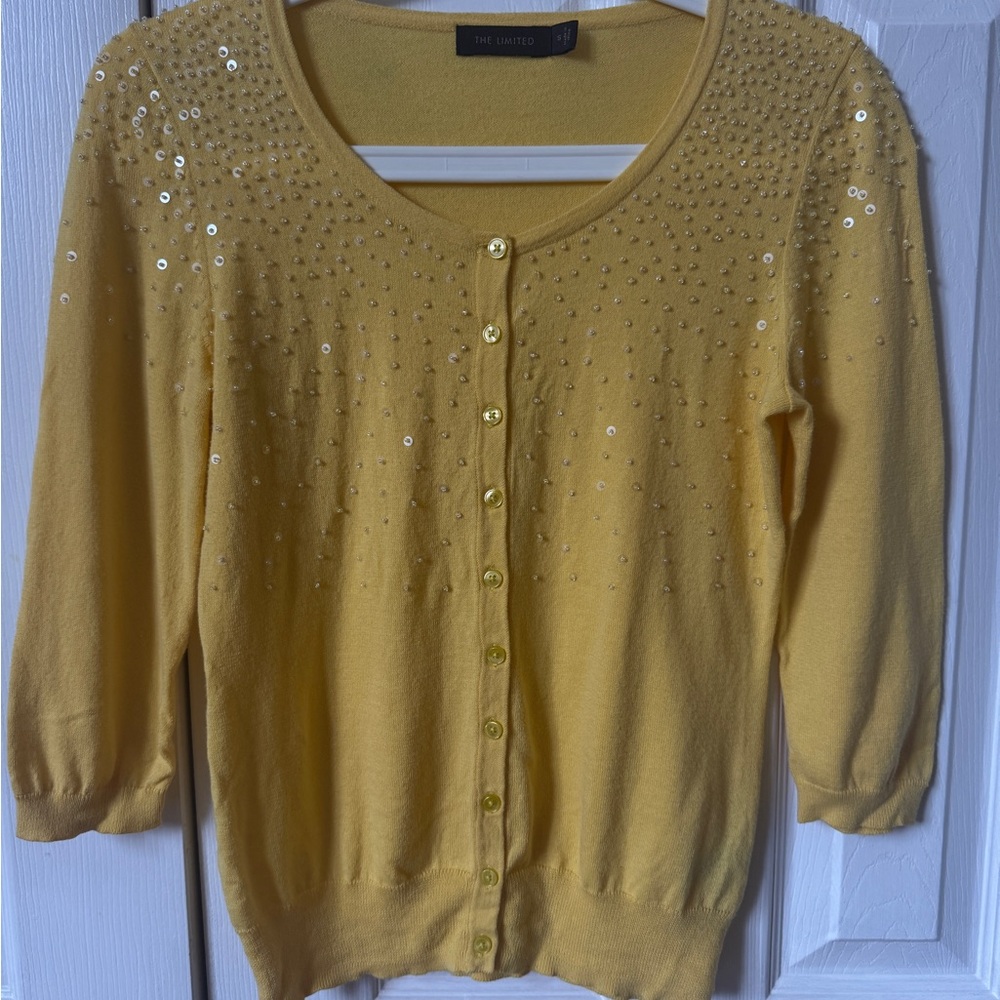 The Limited Yellow Cardigan with Sequins